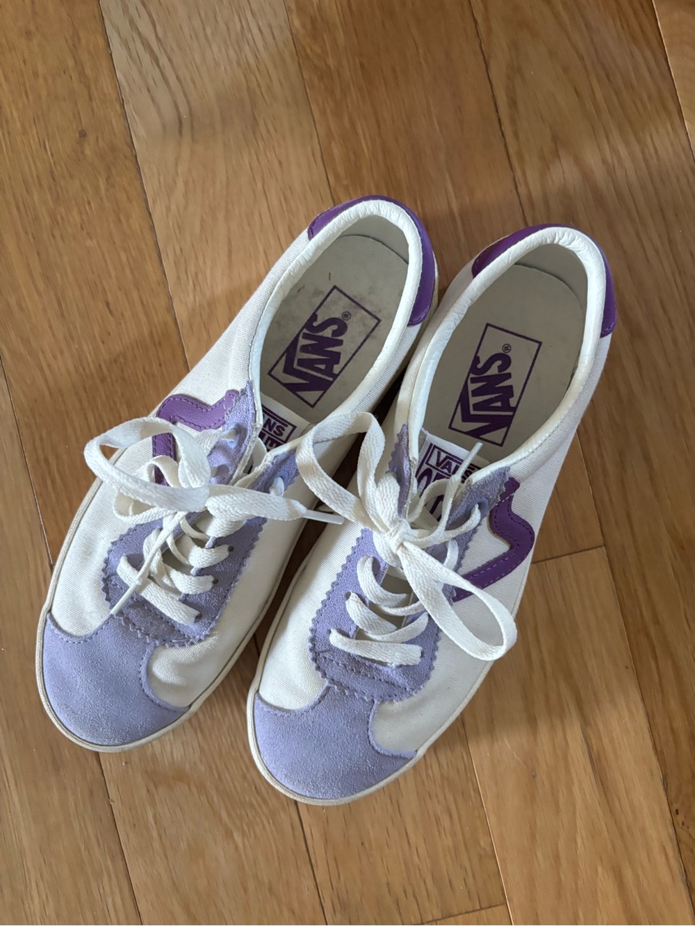 Vans White and Purple Low-Top Sneakers